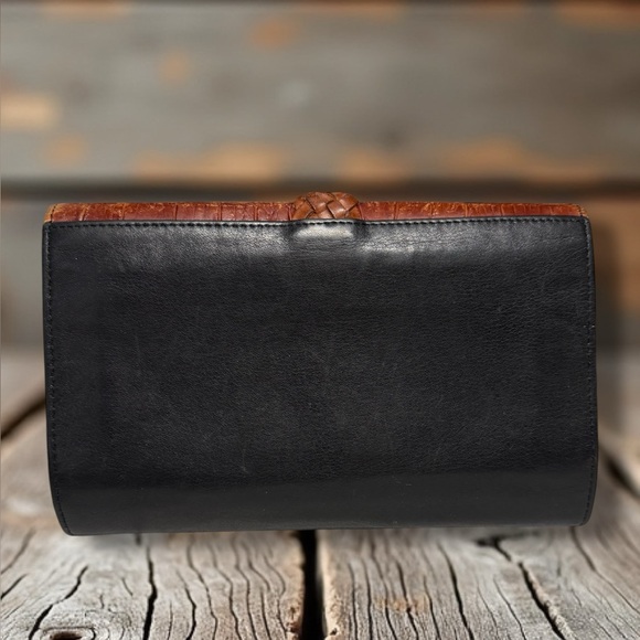 🤎🖤 Brighton Brown Croc Embossed Leather Organizer Wallet Heart Concho - Soft! - Picture 3 of 10